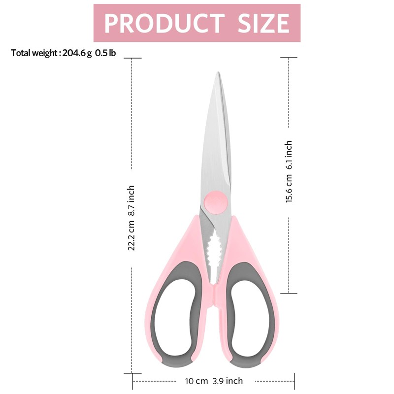 Vutyvve Kitchen Scissors, 2 Removable Kitchen Scissors, Stainless Steel Blades,
