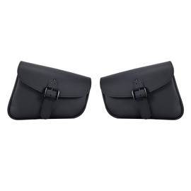 GARGOYLE BELLS Motorcycle Swingarm Bag Synthetic Leather Solo Swing Arm Bags For Softails and Choppers Motorcycle Luggage Bags Saddle Bags (3-One Pair, Black, 12"X4"X8")