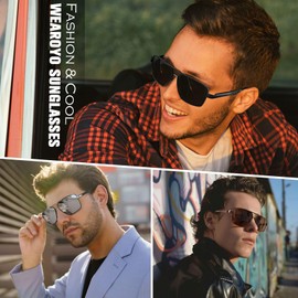 WEAROYO Premium Al-Mg Alloy Square Pilot Sunglasses for Men Women Polarized, UV400 Protection for Driving Golf Fishing