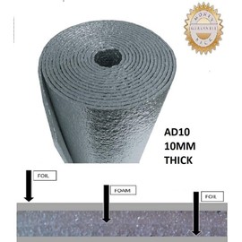 TWCUSEP 10MM R12 Premium Foam Core Reflective Insulation Roll Radiant Barrier for Energy Conservation Soundproofing Commercial Industrial Grade Thermal Heat Cold Shield Indoor Outdoor (2 ft x 20 ft)