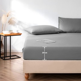 Good Nite Super King Fitted Sheet Bed Sheets 25CM Extra Deep Pocket Soft and Breathable Fitted Bedding Sheets (Dark Gray, Super King)