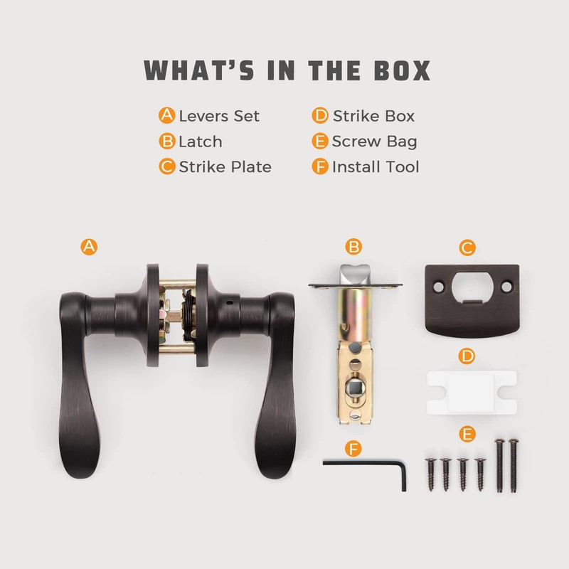 KNOBWELL 5 Pack Interior Door Handles Oil Rubbed Bronze Door