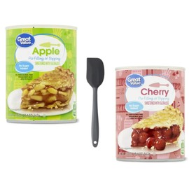 Great Value No Sugar Added Pie Filling or Topping Variety Bundle, Includes One 20 oz Apple Pie Filling, One 20 oz Cherry, and One Spatula (color may vary)