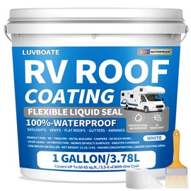 RV Roof Coating White 1 Gallon, LUVBOATE Solar Reflective Sealant, Waterproof Flexible RV Roof Sealant for Trailers, Campers, Motorhomes Leak Repair and Maintenance