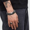 Casisto.J Men's Leather Bracelet Braided Beads Stainless Steel Crucifix Black