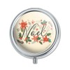 Noel Christmas Holly Poinsettias Pill Case Trinket Gift Box