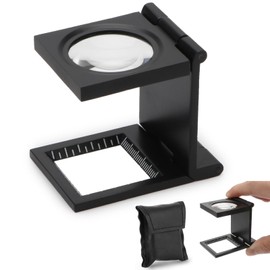 Rongon Pocket Magnifier Small Folding Magnifying Glasses 10X 28mm Mini Jewelers Magnifying Loupe with Scale Three-Folding Loupe Magnifiers for Coins Textile Optical Jewelry Tool (1 Pcs)