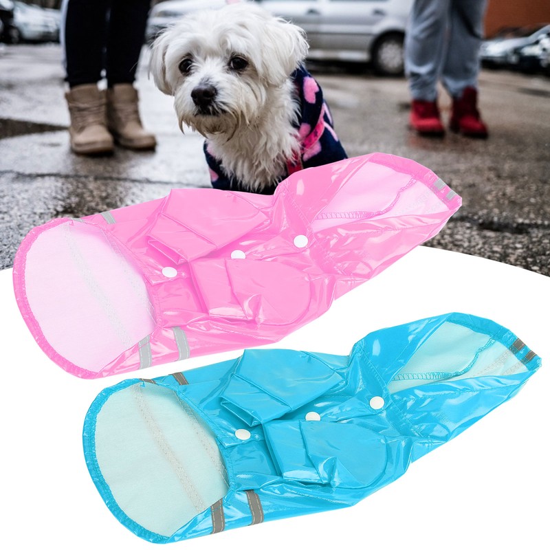 Waterproof Pet Raincoat Dog Reflective Stripe Rain Jacket Breathable Hooded