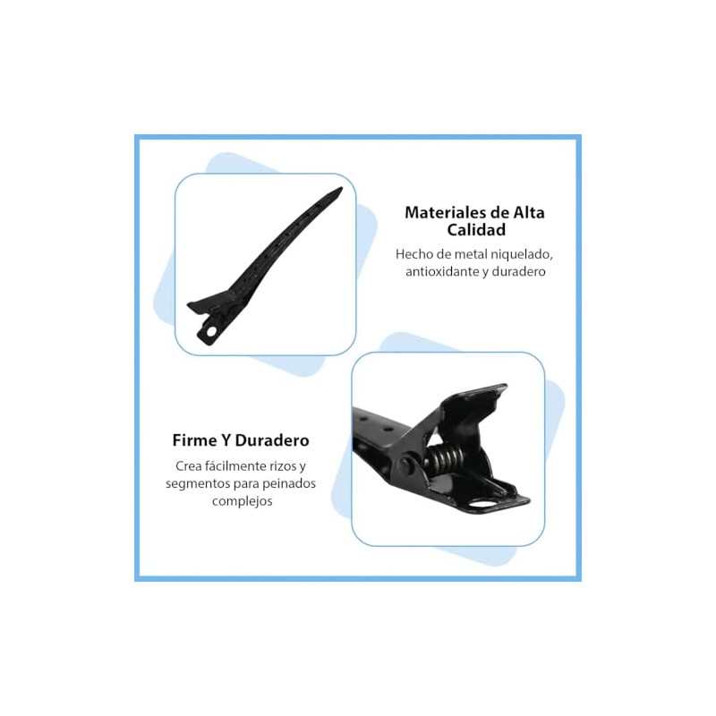24Pzs Pinzas de Pato, Pinzas Cabello de Metal Resistente, negro