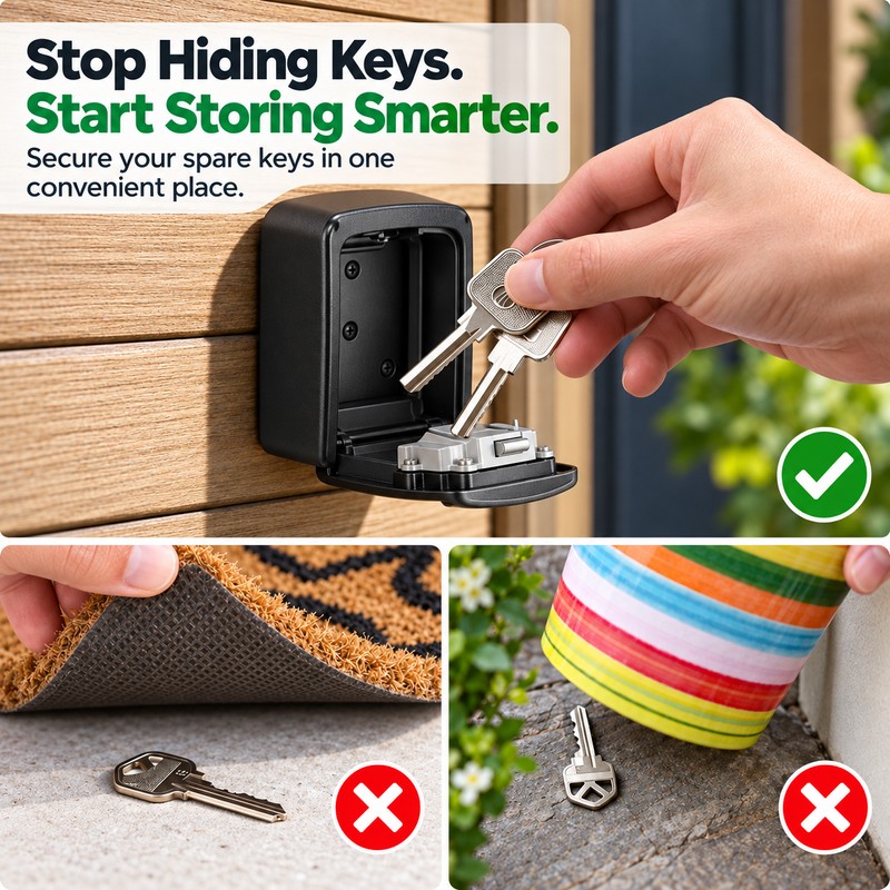 4-Digit Combination Key Lock Box for Outdoor Key Storage –