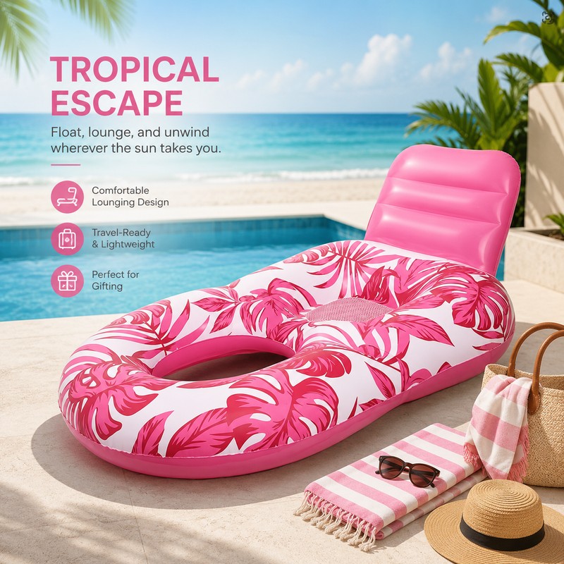Inflatable Pool Float Lounger for Adults – Vinyl Floating Chair