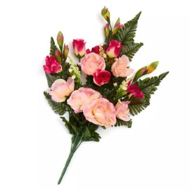 Factory Direct Craft Pink Poly Silk Mixed Rose and Gladiolus Half Bush | For Memorials