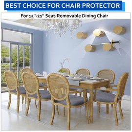 BUYUE Dining Room Chair Seat Covers (15"-21") W Luxury Jacquard Fabric Stretch Washable Slipcover for Kitchen Removable Seat Cushions - Set of 6, Grey