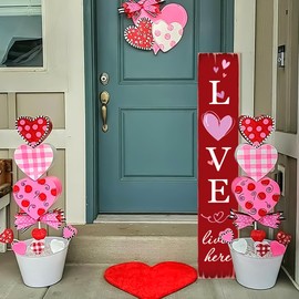 Valentine Day Vertical Wooden Porch Sign for Welcome Front Door Rustic Tall Welcome sign for Front Porch Standing Farmhouse Party Door Yard Porch Decoration 47.2"H