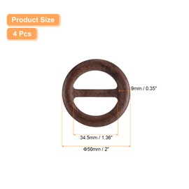 sourcing map 4 Pcs T-Shirt Clips, 50mm Wood Scarf Ring Clip Round Tie Circle Clip Buckle Fashion Clothes Corner Knotted Button for Women's Silk Clothing Decoration, Dark Brown