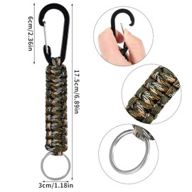 XREE Pack of 3 Paracord Key Chains, Lanyard with Carabiner Braided Lanyard for Survival Camping Hiking (Black & Orange & Camouflage), Black, orange, camouflage