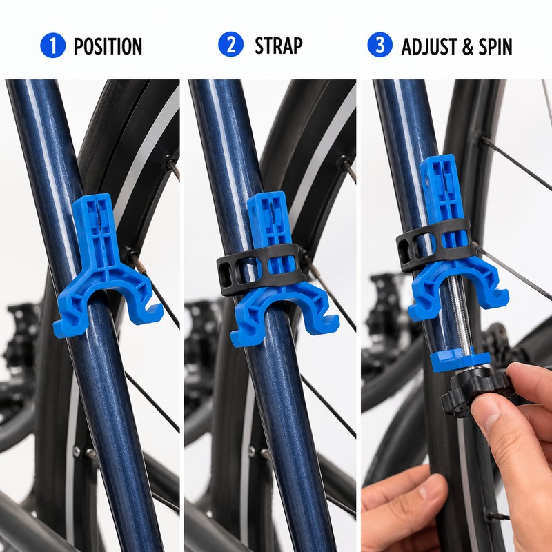Mini Bicycle Wheel Truing Tool with Rubber Strap, Portable Rim