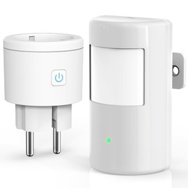 Infrared Motion Sensor with Radio Sockets, ASOFTY Wireless Motion Sensor with Light Sensor, Adjustable Parameters, Auto Activation of Lights and Devices for Indoor/Outdoor Use