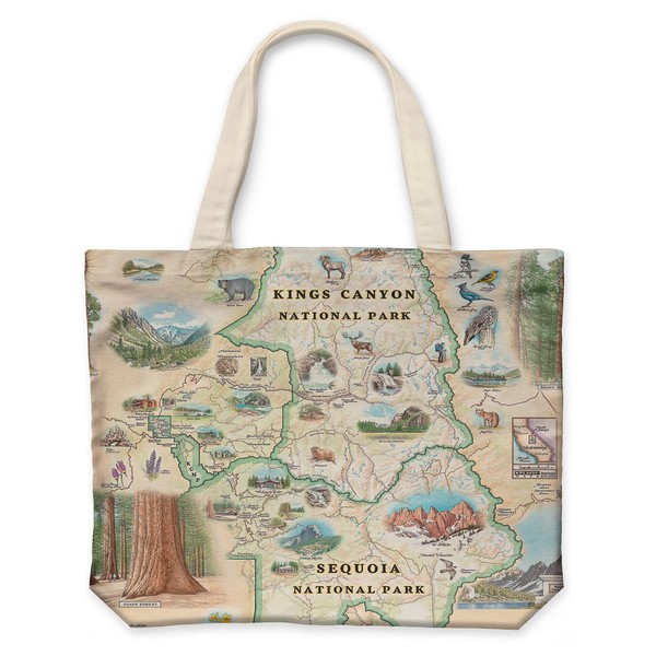 Xplorer Maps Sequoia & Kings Canyon Map Canvas Tote Bag