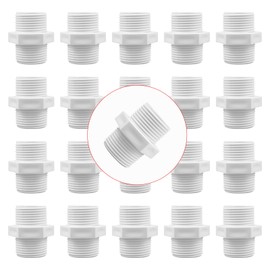 20 Pack 1/2 Inch PVC Nipple Male to Male coupling adaptor NPT Thread Pipe Fitting 1/2 Inch PVC Pipe Fittings Nipple for Domestic, Plumbing or Industrial Use, Schedule 40