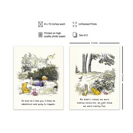 Winnie Pooh Quotes Set - AA Milne positive Sayings - Gallery Wall Art Kids Bedroom Decor - Nursery Wall Decor - Baby Boys Girls, Toddler - Family room, playroom Classroom Decorations, Teacher Gift