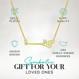 Sportybella Lacrosse Necklace, Gold Stick Pendant with Stainless Steel Chain, Minimalist Jewelry Charm Gift for Lacrosse Players, Compatible with Birthday, Team, Coaches
