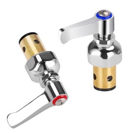 KWODE Hot & Cold Side Handle Stem Spindle Assembly Fits for T&S Brass Faucets Eterna Valve Replacement Parts 002713-40(Blue) 002714-40 (Red) (1 Pairs)