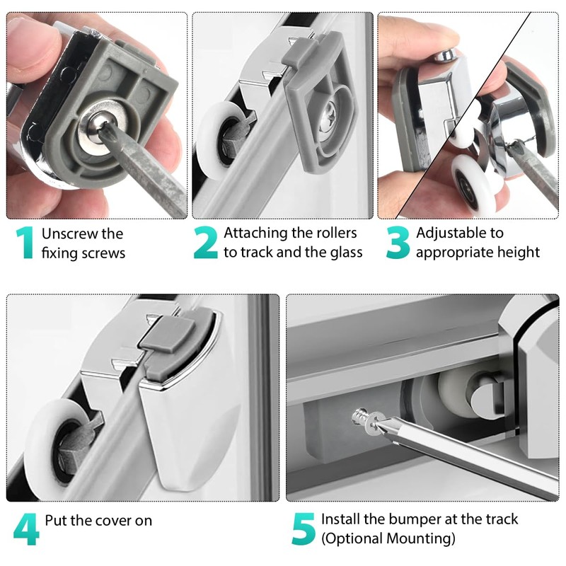 4 Pieces Shower Door Rollers Curved Shower Door Wheels 23mm