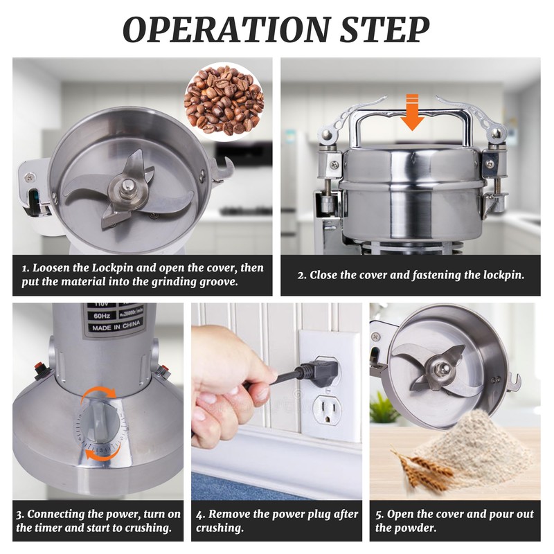 Hakka Grain Mills Grinder, 200g Electric Powder Mill Grinder Machine