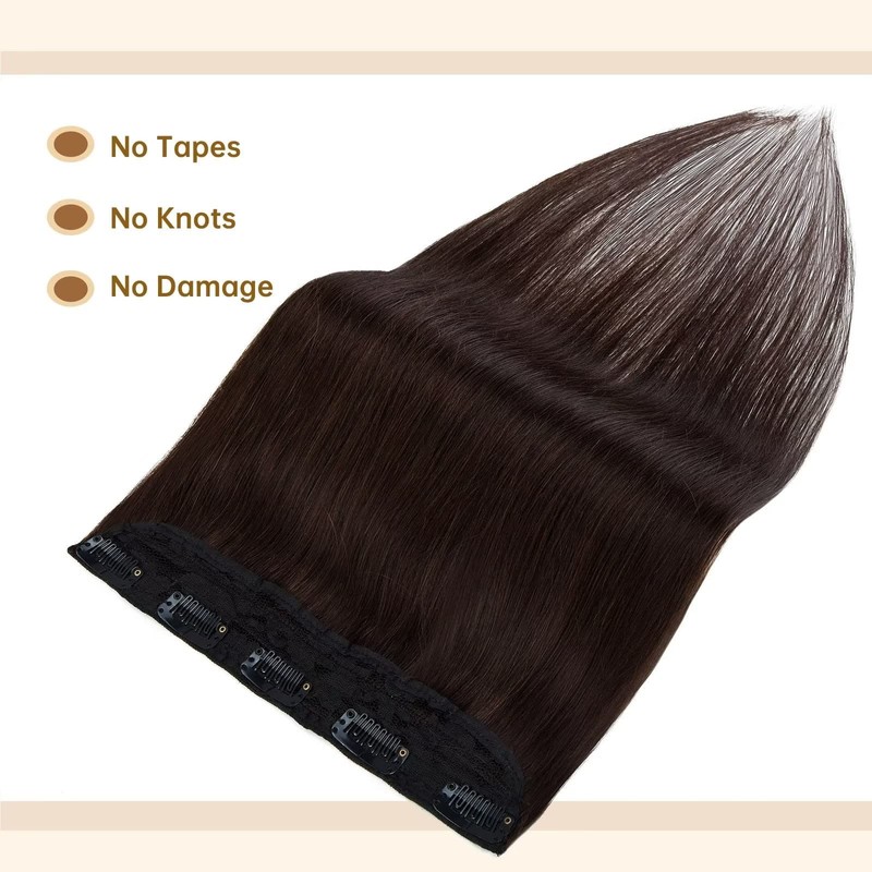 TESS Real Hair Extensions Clip in One Pieces 8 inch