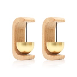 Door Chime Bell 2 Pack, Magnetic Beech Wood Shopkeepers Bell for Door Opening, Gentle Brass Chime for Home, Store, Office, Classroom, Refrigerator and Cabinet Doors