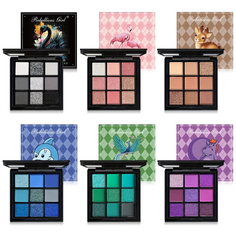 Punk Smoke Glitter Eyeshadow 9 Colors, Palette Shadow Pigment, Gray