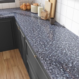 VEELIKE Glossy Blue Granite Contact Paper for Countertops Peel and Stick Waterproof Marble Countertop Contact Paper 15.7''x354'' Self Adhesive Marble Wallpaper Peel and Stick for Kitchen Bathroom Desk