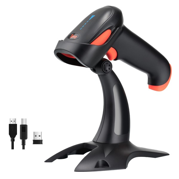 Tera Pro 2023 Newest 𝐁𝐚𝐭𝐭𝐞𝐫𝐲 𝐋𝐞𝐯𝐞𝐥 𝐈𝐧𝐝𝐢𝐜𝐚𝐭𝐨𝐫 Wireless 1D 2D QR Barcode Scanner, 3 in 1 Works with Bluetooth & 2.4G Wireless & USB Wired, Barcode Reader with Vibration Alert HW0002