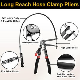 BETOOLL 9pc Hose Clamp Pliers, with Flexible Wire Long Reach Hose Clamp Clic R Type Swivel Jaw and Flat Band Pliers for Coolant Radiator Heater/Water Hose (Black)