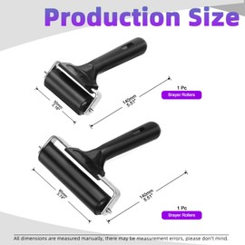 Swpeet 2 Pack Black Rubber Roller, Brayer Roller, Hard Rubber, Block Stamping Anti Skid Construction Tools 2.2 and 3.7 Inch for Printmaking, Ink, Crafting, Gluing and Stamping