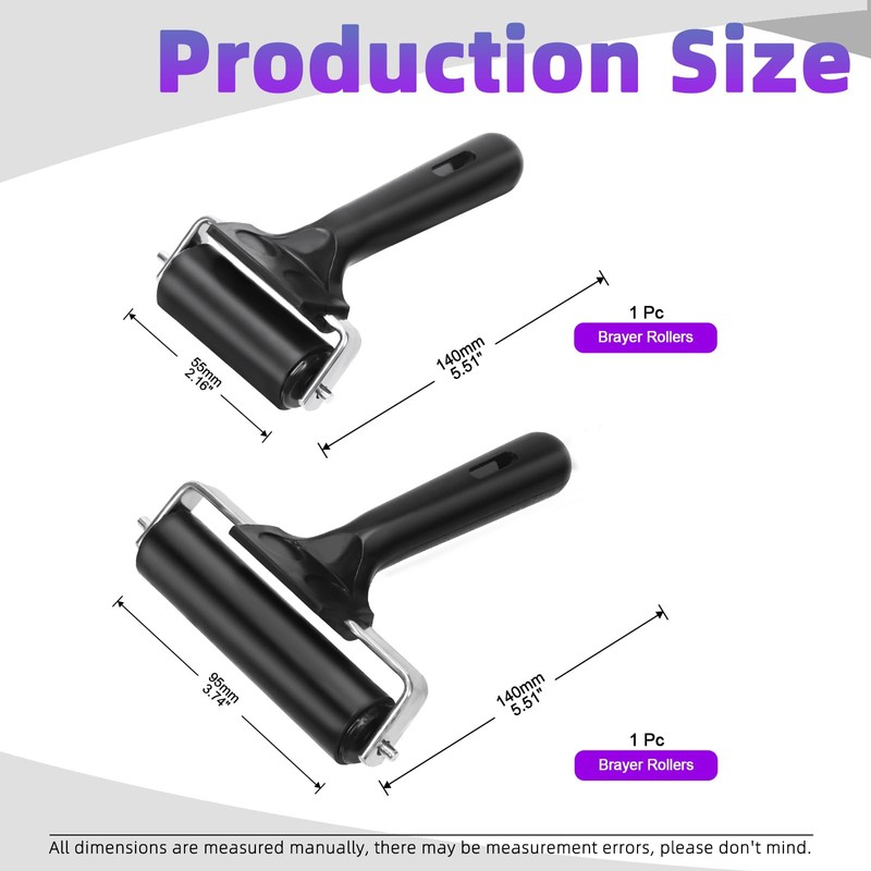 Swpeet 2 Pack Black Rubber Roller, Brayer Roller, Hard Rubber,