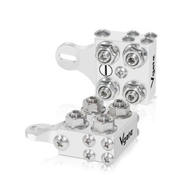 Vgate Battery Terminal Connectors, 15-Way Battery Post Terminals, 8AWG up to 4/0(XL) AWG Gauge, Bus Bar for 6-48V Lithium and Lead Acid Batteries, M6 or 1/4”-20 Studs – Fits Car, RV, Truck
