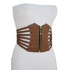 TFJ Women Fashion Wide Elastic Corset Belt Hip Waist Brown