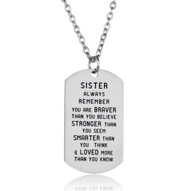 Always Remember You Are Braver Than You Believe Inspirational Necklace For Family Member (Sister)
