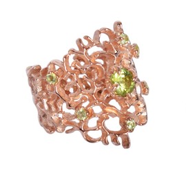 Ravishing Impressions Schmuck Peridot Geburtsstein 925er Sterlingsilber mit Rotgold plattierter Designer-Mode-Ring für Damen, Muttertagsgeschenk, stilvolles SZ-P 1/2, Stein:, Peridot