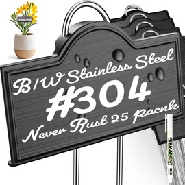Stainless Steel 304 Plant Labels Weatherproof, Metal Garden Label Tall Markers 25 Pack for Outdoor Plants Vegetables Herb Seedlings Flowers with a Pen, Label Area 3.74'' x 1.39'' Height 10.75 Inch