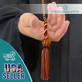 Endea - Cordón de honor individual para graduación, tres colores, Negro/rojo/dorado, Talla única
