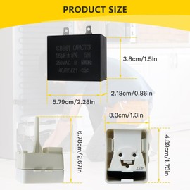 INGQI 2Pcs W10613606 Refrigerator Compressor Start Relay and Capacitor Replacement for Whirlpool/Kenmore 59661272100 59661272101, Replace EAP8746522, 14217273, 67003186, 67003764, 67005560