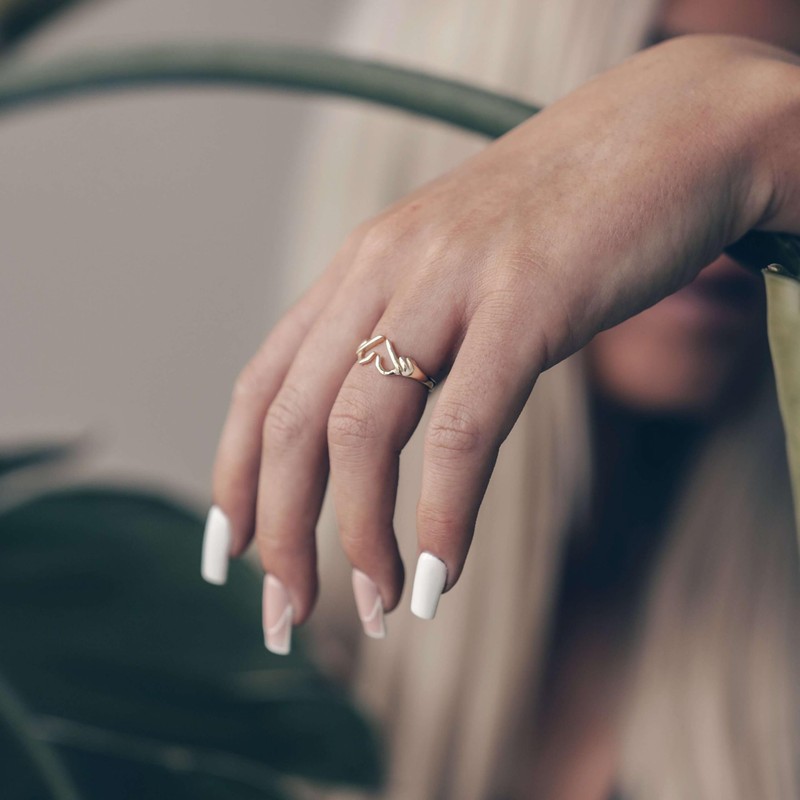 Finger Heart Ring Gold - Open Ring - Hugging Hands