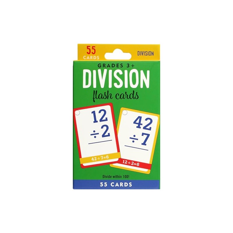 Division Flash Cards (55 Cards, Grades 3 and up)