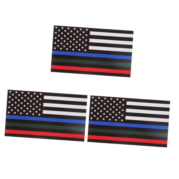 GRIRIW 3pcs Reflective Magnetic American Flag Car Stickers for Auto
