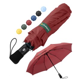Chakipee Compact Travel Umbrella Large Storm Resistant - Automatic Pocket Umbrella for Men and Women, Portable 210T Fabric 97 cm Span 8 Ribs Umbrella, red