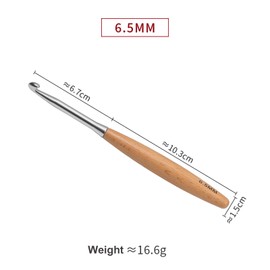 Coopay Crochet Hook 6.5 mm, Crochet Hooks with Beech Wood Handle and Smooth Hook Head, Ergonomic Crochet Hook, Lightweight Crochet Hook for Arthitic Hands, Warm Long Crochet Hooks 6.5 mm