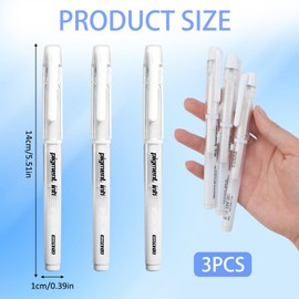 3Pcs White Gel Pens for Art, Gelly Roll Pens 1mm White Fine Liner Art Pen for Black Paper Highlighter Ink Rollerball Pens for Artists Colouring Drawing Writing Sketching